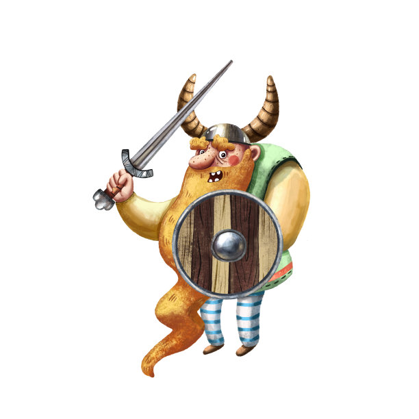 愤怒的维京人的卡通插图。大个子的肖像。姜胡子。古代斯堪的纳维亚人。可爱的卡通人物。中世纪的海盗。传统的人的肖像。图片下载
