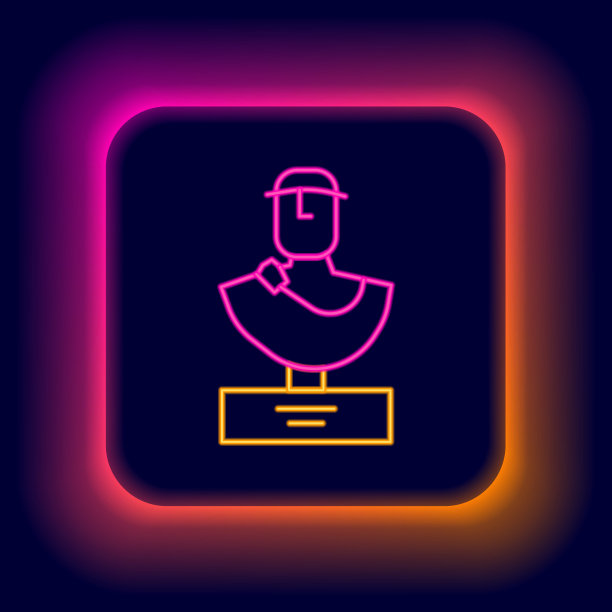 发光的霓虹灯线古代半身像图标孤立在黑色背景上。色彩斑斓的轮廓的概念。向量图片下载