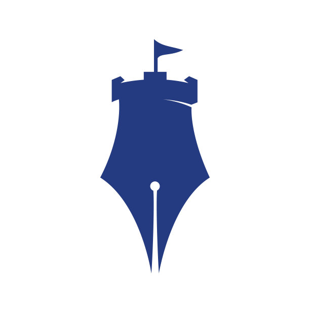 卡塞尔笔教育矢量logo设计。城堡作家logo设计概念。图片下载