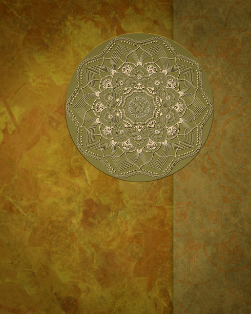 橙色纹理背景上的曼陀罗图片下载