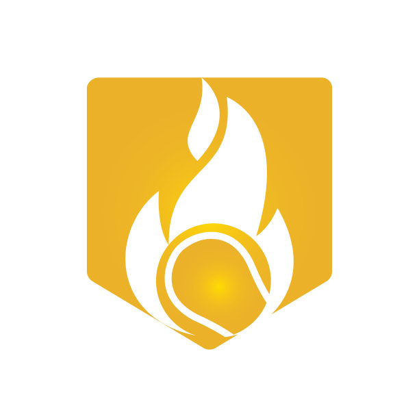 火和网球标志图标设计模板。图片下载