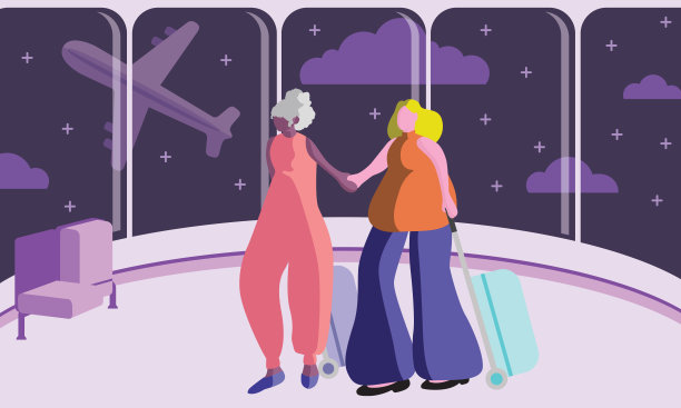 夫妇在机场的插图图片下载