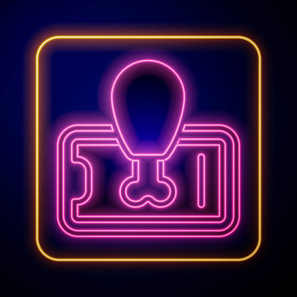 发光的霓虹灯食品订购移动图标孤立在黑色背景上。手机订购。餐厅送餐理念。向量图片下载