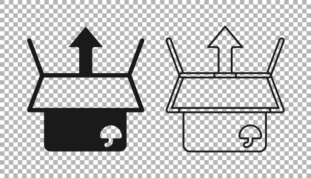黑色解盒图标孤立在透明的背景上。向量图片下载