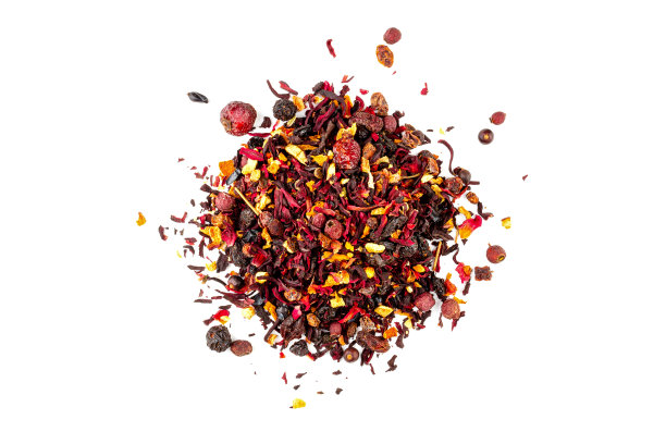 一束干花浆果茶孤立在白色背景俯视图图片下载