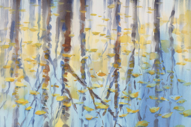 秋叶上的水彩背景图片下载