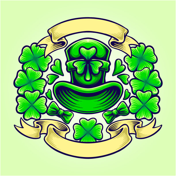 圣帕特里克的苜蓿日，挂着古老的旗帜图片下载