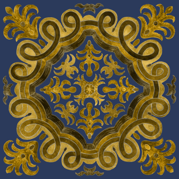 水彩画金色花绫瓦在深靛蓝色的背景图片下载