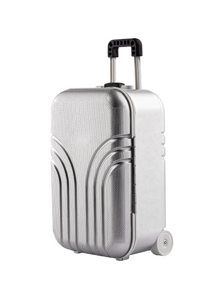 灰色塑料封闭的行李侧视图孤立图片下载