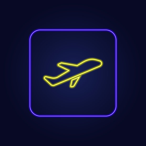 美丽时尚多彩的霓虹飞机图标-矢量图片下载