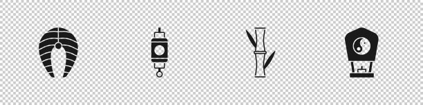 集鱼排、纸灯笼、竹竿、图标于一体。向量图片下载