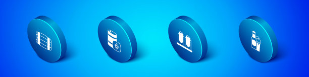 设置等距木桶、啤酒酿造工艺、酒瓶、玻璃和金属啤酒桶图标。向量图片下载