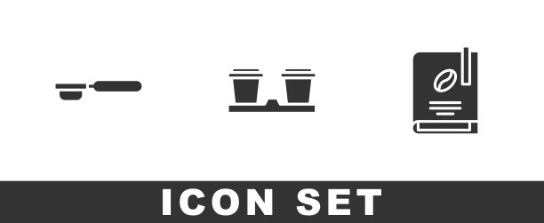 设置咖啡滤纸架，杯子去和书的图标。向量图片下载