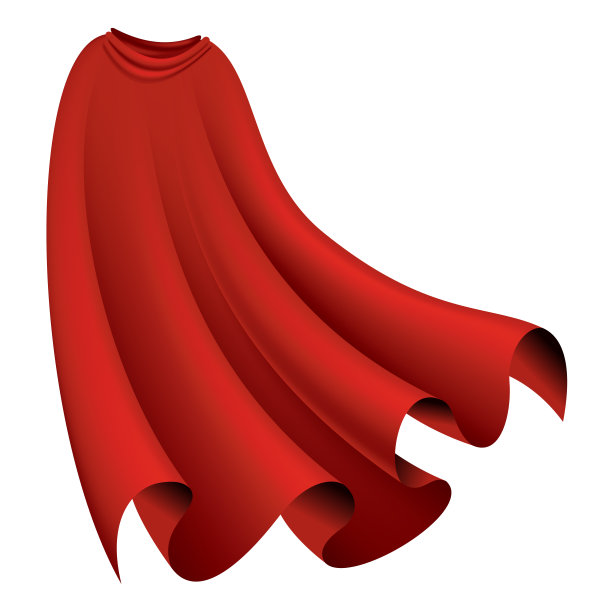 超级英雄红色斗篷。猩红织物丝绸斗篷在后视图。狂欢节化装服装，逼真服装设计。飞行地幔服装图片下载