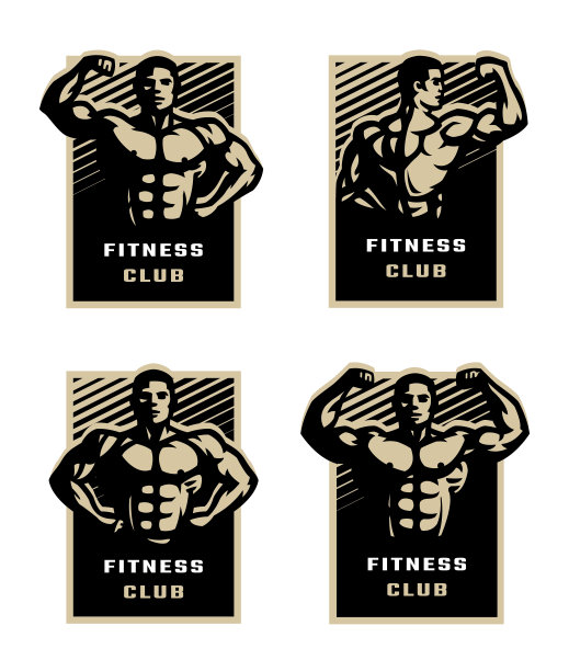 健身标志设置，四种选择。矢量插图。图片下载