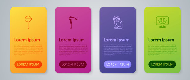 猫头鹰鸟，万圣节快乐，棒棒糖和镰刀。业务信息模板。向量图片下载