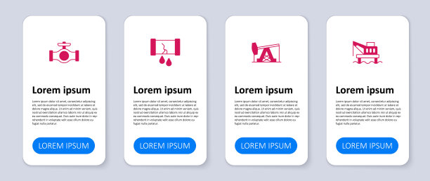 在海上设置石油平台，泵千斤顶，断油管带阀和。业务信息模板。向量图片下载