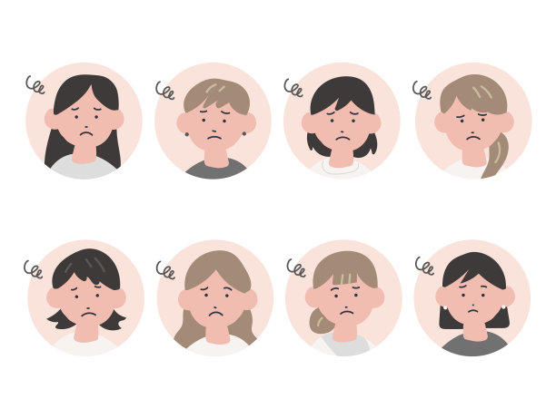 女性手绘图标集(担心)图片下载