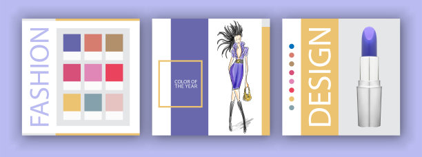 时尚杂志版面展示，矢量插图图片下载