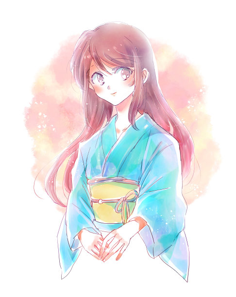 插图的妇女在和服图片下载