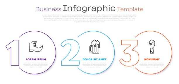 传统的矮妖精靴子，木制啤酒杯和啤酒杯。业务信息模板。向量图片下载