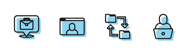 设置“云存储文件夹”、“在线办公”、“视频会议”、“自由职业者”图标。向量图片下载