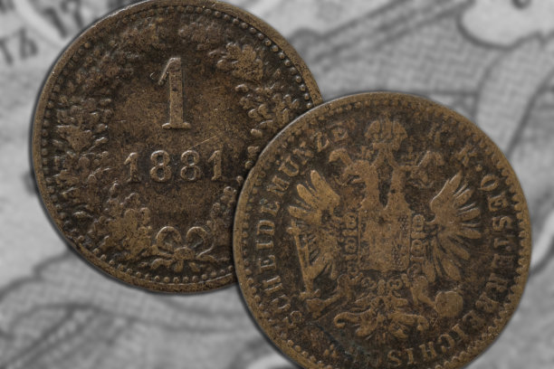 1881年的奥匈帝国1克朗硬币。图片下载