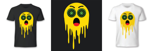 图形t恤微笑迷幻效果，矢量插图图片下载