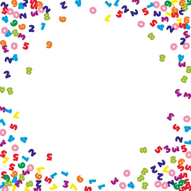 丰富多彩的数字下降。数学学习概念与飞行数字。奇异的回到学校的数学旗帜在白色的背景上。下落数矢量图解图片下载