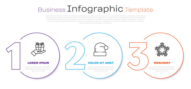 手里摆着礼盒，圣诞老人的帽子和雪花。业务信息模板。向量图片下载