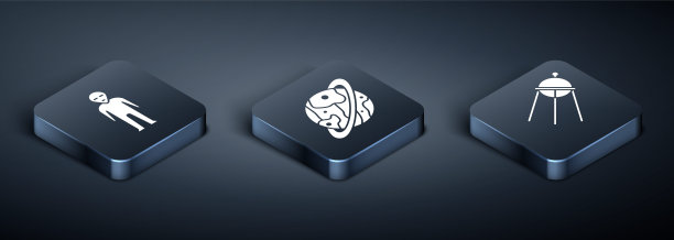 设置等距的外星人，卫星和行星土星图标。向量图片下载