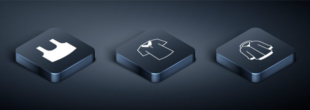 设置等距汗衫，连帽衫和衬衫图标。向量图片下载