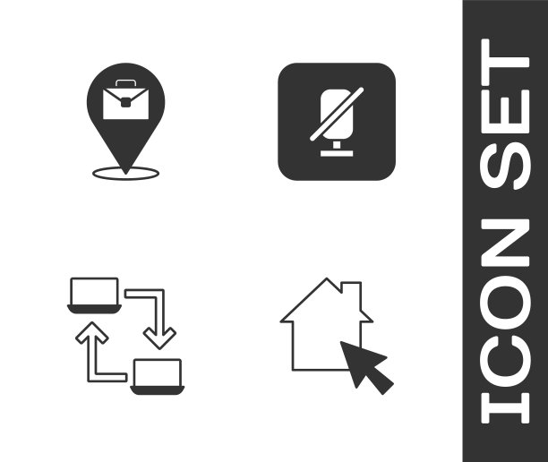 设置“在线工作”、“静音麦克风”图标。向量图片下载