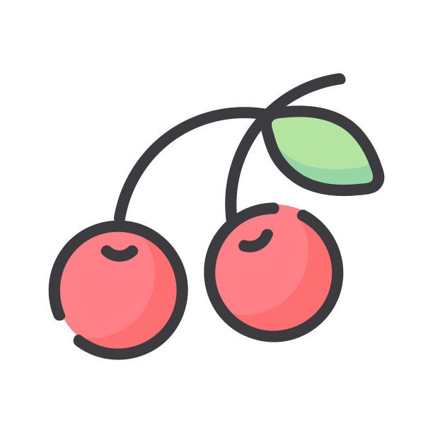 樱桃线图标，填充轮廓矢量符号，线性彩色象形图孤立在白色。矢量图图片下载