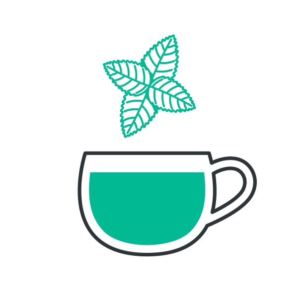 茶杯图标，热饮。草本茶，薄荷和茶杯图标。简单的线性矢量插图作为徽章或标志图片下载