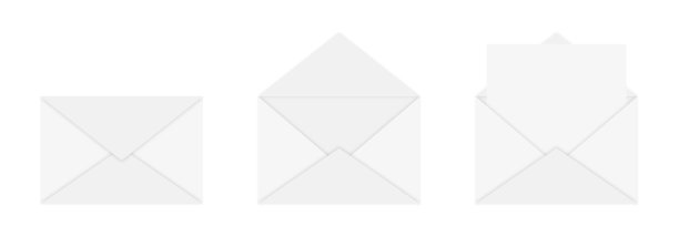 一套白色信封孤立在白色背景上图片下载
