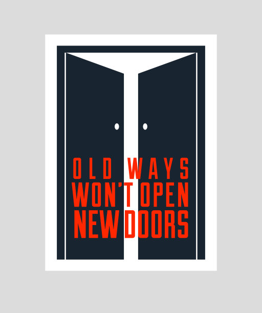 半开的门向量新机会的概念，旧的方式不会打开新门的文字引用，开始新的事业或事业，神秘的秘密门的寓言。图片下载