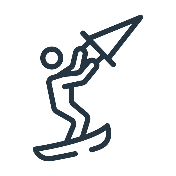 风筝冲浪标志细线图标。风筝冲浪，冲浪板线性图标从标志概念孤立轮廓标志。矢量插图符号元素的网页设计和应用程序。图片下载