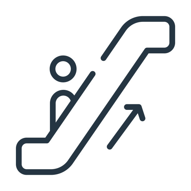 扶梯标志细线图标。信息，旅行线性图标从标志概念孤立的轮廓标志。矢量插图符号元素的网页设计和应用程序。图片下载