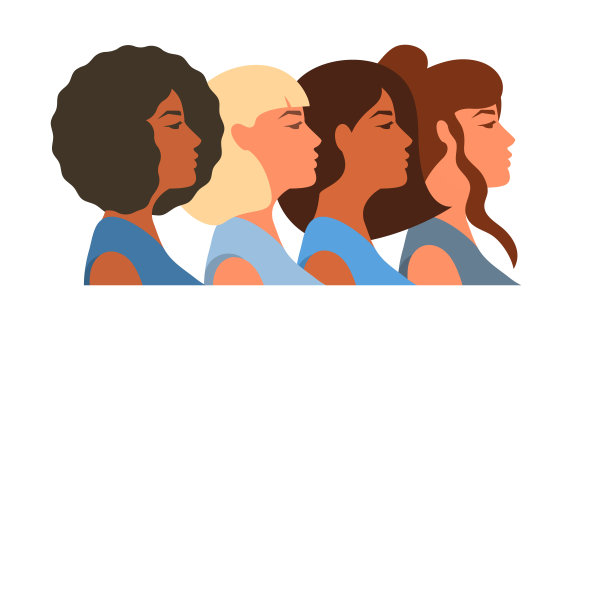 不同种族的女性在侧面，她们的头骄傲地抬起，非洲、欧洲、亚洲、斯拉夫的皮肤和头发类型。矢量插图，平面卡通设计孤立在白色背景，eps 10图片下载