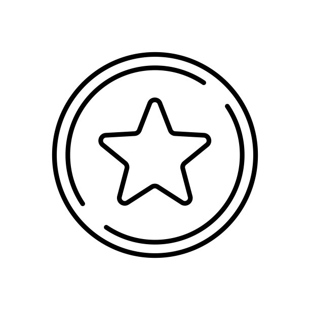 星级评分线图标，质量标志矢量轮廓符号图片下载