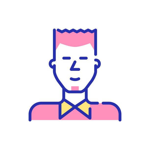 一个穿衬衫的年轻人。概要图。像素完美，可编辑的笔画有趣的颜色图标图片下载