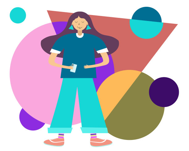 快乐女孩写信息，并写下她的想法插图图片下载