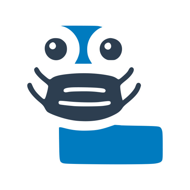 带医用口罩的字母l，可爱的涂鸦风格图片下载