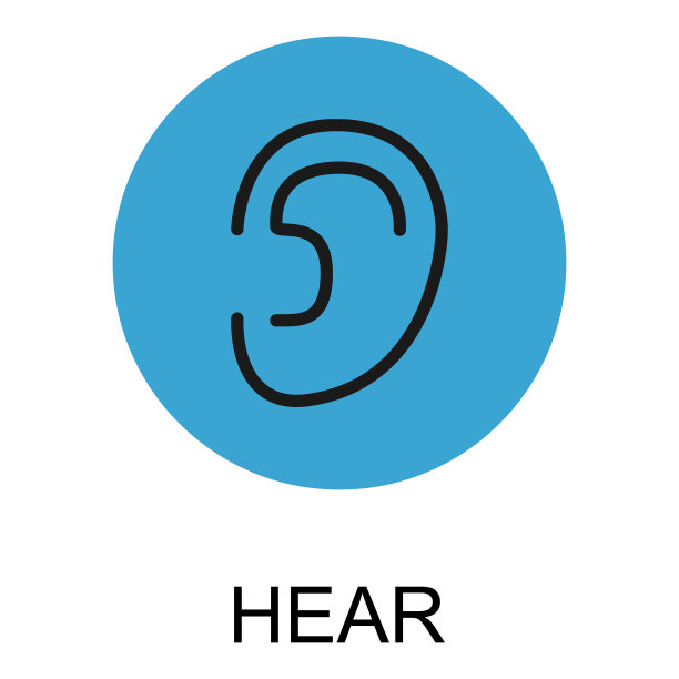 人体解剖平耳图标，听到健康器官矢量图，面部部分符号图片下载