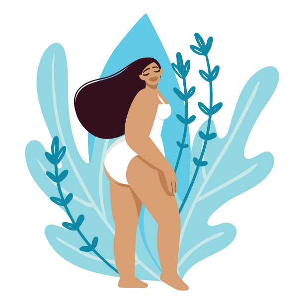 女人的性格背景上的叶子。身体积极的。爱你的身体图片下载