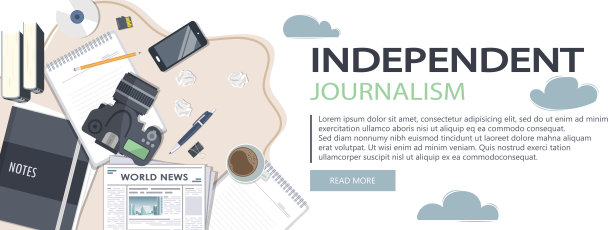 新闻。相机和照片。大众传媒、电视、采访、突发新闻、新闻发布会概念。独立的新闻。平面向量的横幅。图片下载