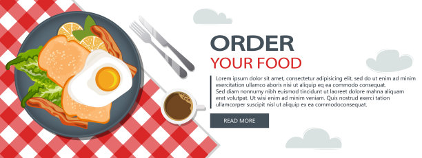 网上订餐横幅，手机应用设计，矢量插图图片下载