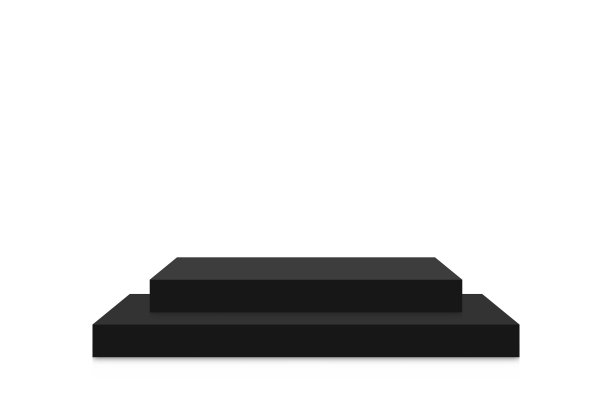 黑色讲台模型在正方形。空的黑色舞台和底座模型在白色的背景。广场平台、展台、颁奖典礼及产品展示平台图片下载