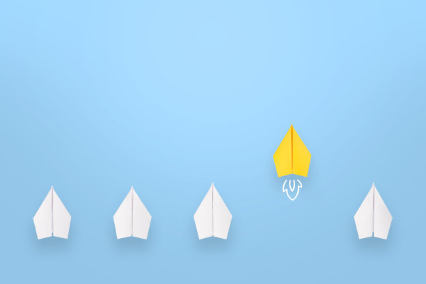 领导理念以黄纸飞机为首的白色图片下载